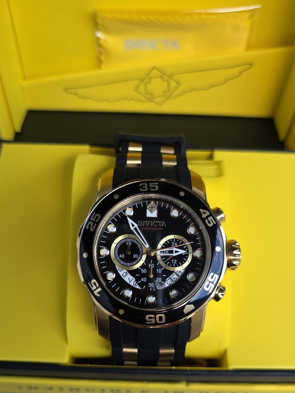 543.  Invicta Pro Diver SCUBA Men's Watch - 48mm. Gold, Black (6981)
